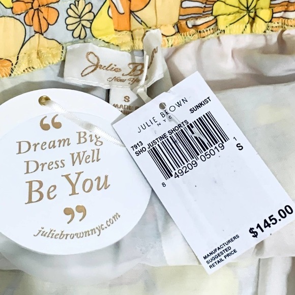 Julie‎ Brown NWT Floral Print High Rise Ruffle Drawstring Shorts, Small - Picture 11 of 13